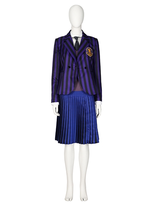 Wednesday Addams Purple Female School Uniform Halloween Cosplay Costume Set Without Shoes And Socks