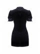 Black Chest Lace-Up Short Sleeves Vintage Bodycon Gothic Dress