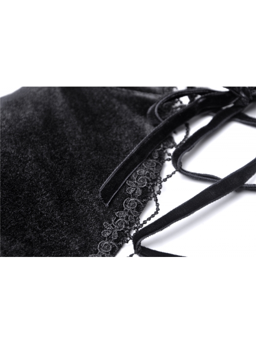 Black Chest Lace-Up Short Sleeves Vintage Bodycon Gothic Dress