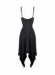 Black Off-Shoulder Chest Metal Straps Long Hem Punk Dress