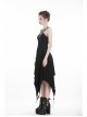 Black Off-Shoulder Chest Metal Straps Long Hem Punk Dress