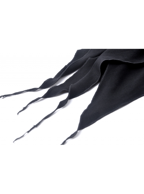 Black Off-Shoulder Chest Metal Straps Long Hem Punk Dress