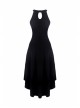 Black Off-Shoulder Leather Straps Metal Chain Tail Long Hem Punk Dress
