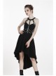 Black Off-Shoulder Leather Straps Metal Chain Tail Long Hem Punk Dress