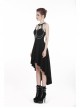 Black Off-Shoulder Leather Straps Metal Chain Tail Long Hem Punk Dress