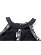 Black Off-Shoulder Leather Straps Metal Chain Tail Long Hem Punk Dress