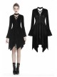 Black V-Neck Chest Lace-Up Long Sleeves Punk Rock Dress