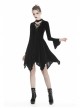 Black V-Neck Chest Lace-Up Long Sleeves Punk Rock Dress