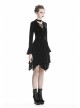 Black V-Neck Chest Lace-Up Long Sleeves Punk Rock Dress
