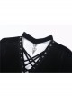 Black V-Neck Chest Lace-Up Long Sleeves Punk Rock Dress