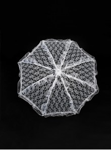 White Irregular Texture Gauze Umbrella Stand Alloy Material Stitching Falbala Gothic Thin Lace Umbrella