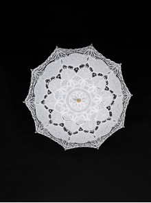 Hollow Thin And Delicate Embroidered Umbrella Frame Wooden Alloy Umbrella Bone White Gothic Cotton Lace Umbrella