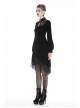 Black Lace Embroidery Chest Lace-Up Long Sleeves Velvet Gothic Dress