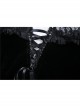 Black Lace Embroidery Chest Lace-Up Long Sleeves Velvet Gothic Dress