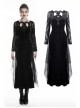 Black Chest Hollow Gauze Embroidery Mermaid Hem Gothic Maxi Dress