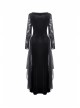 Black Chest Hollow Gauze Embroidery Mermaid Hem Gothic Maxi Dress