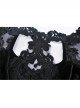 Black Chest Hollow Gauze Embroidery Mermaid Hem Gothic Maxi Dress