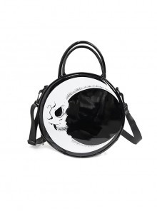Black Devil Fashion Faux Leather 3D Skull Moon Print Punk Backpack