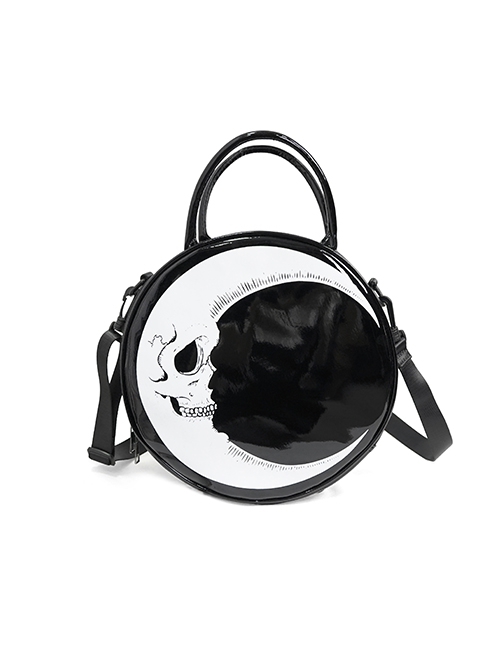 Black Devil Fashion Faux Leather 3D Skull Moon Print Punk Backpack