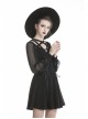Black V-Neck Chest Star Bandage Lace-Up Long Gauze Sleeves Punk Dress