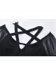 Black V-Neck Chest Star Bandage Lace-Up Long Gauze Sleeves Punk Dress