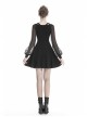 Black V-Neck Chest Star Bandage Lace-Up Long Gauze Sleeves Punk Dress