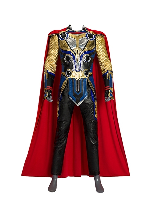 Thor Love And Thunder Thor Odinson Long Sleeves Version Halloween Cosplay Costume Armor And Red Cloak