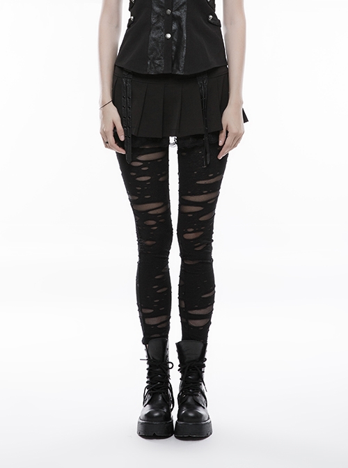 Gothic Black Mesh Close Fitting Long Leggings