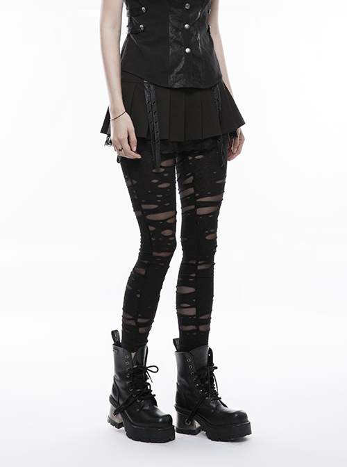 Gothic Black Mesh Close Fitting Long Leggings