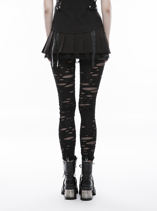 Gothic Black Mesh Close Fitting Long Leggings