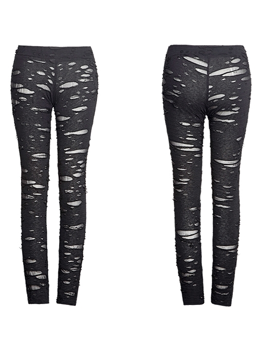 Gothic Black Mesh Close Fitting Long Leggings