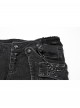 Black Elastic Wash Water Denim Shorts