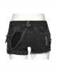 Black Elastic Wash Water Denim Shorts