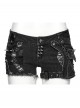 Black Elastic Wash Water Denim Shorts