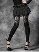 Gothic Black Flocking Bind Lace Skinny Leggings