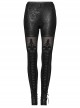 Gothic Black Flocking Bind Lace Skinny Leggings