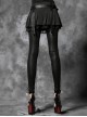 Gothic Black Flocking Bind Lace Skinny Leggings
