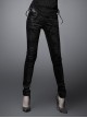 Gothic Elastic Long Black Floral Printed Leggings