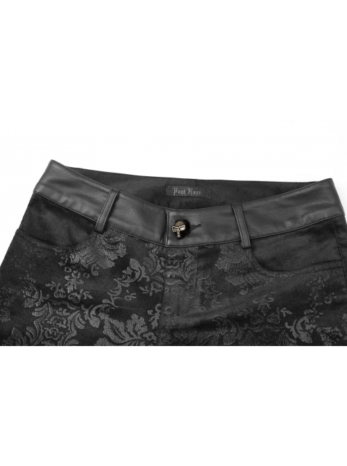 Gothic Elastic Long Black Floral Printed Leggings