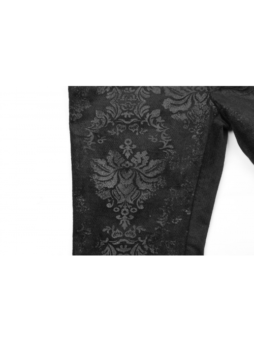 Gothic Elastic Long Black Floral Printed Leggings