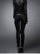 Gothic Elastic Long Black Floral Printed Leggings