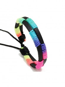Simple Handmade Leather Woven Colorful Fashion Unisex Bracelet
