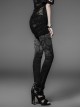 Dark Grey Gradient Female Skinny Pants With Branches Decoration