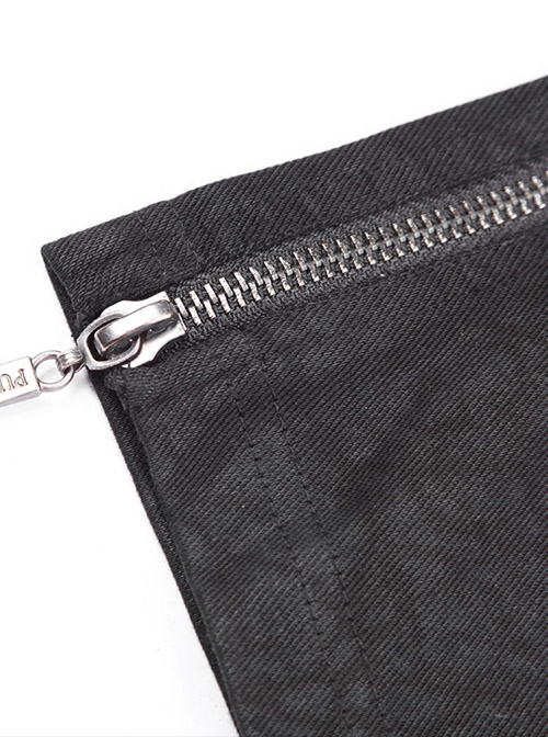 Dark Grey Gradient Female Skinny Pants With Branches Decoration