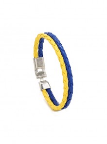 Simple Cowhide Woven Creative Yellow And Blue Color Contrast Men's Bracelet