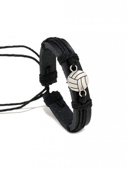 Black Hand Woven Metal Baseball Pattern Minimalist Personalized Bracelet