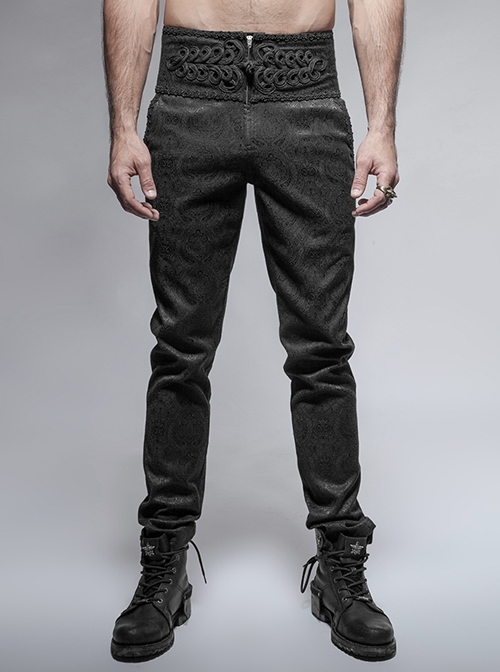 Daily Gothic Peacock Button Man Black Pants