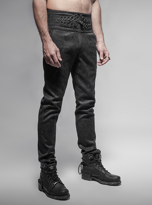 Daily Gothic Peacock Button Man Black Pants