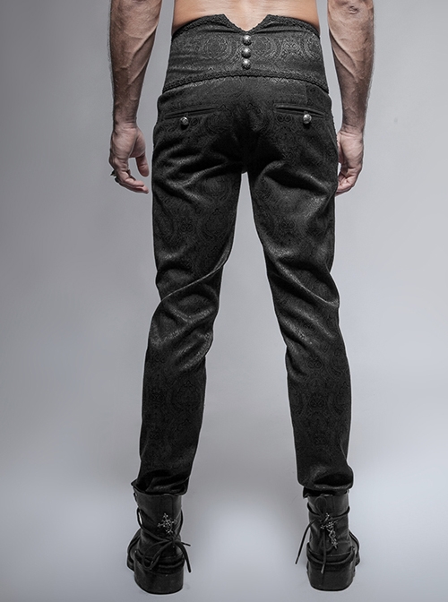Daily Gothic Peacock Button Man Black Pants