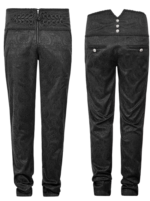 Daily Gothic Peacock Button Man Black Pants